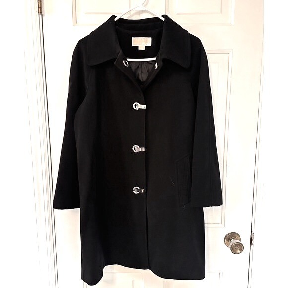 MICHAEL Michael Kors Jackets & Blazers - Michael Kors Black Jacket Silver Hardware Classic Pea Coat Womens Size M
